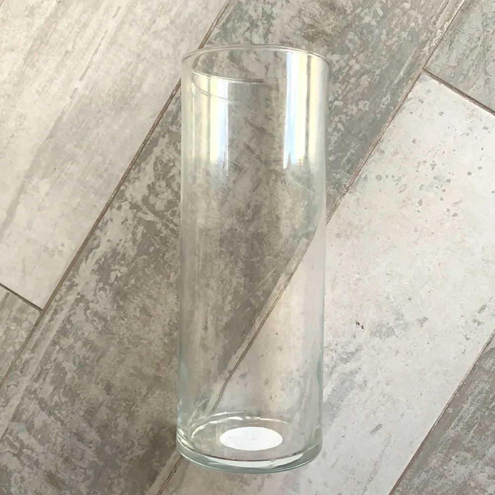 1-2pcs Minimalist Straight Clear Glass Tall Cylinder Vase